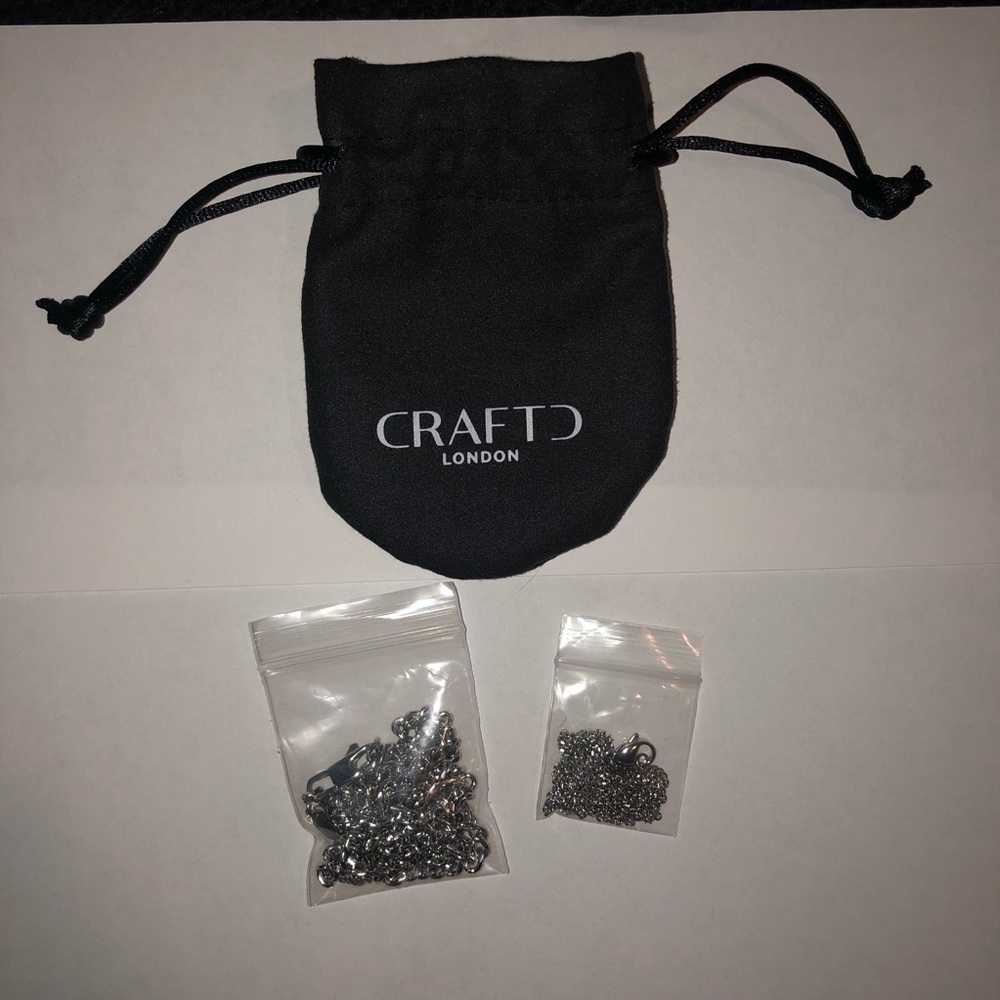 Craftd London. 4mm Cuban Link Chain. 23.5” Length. Silver Color.